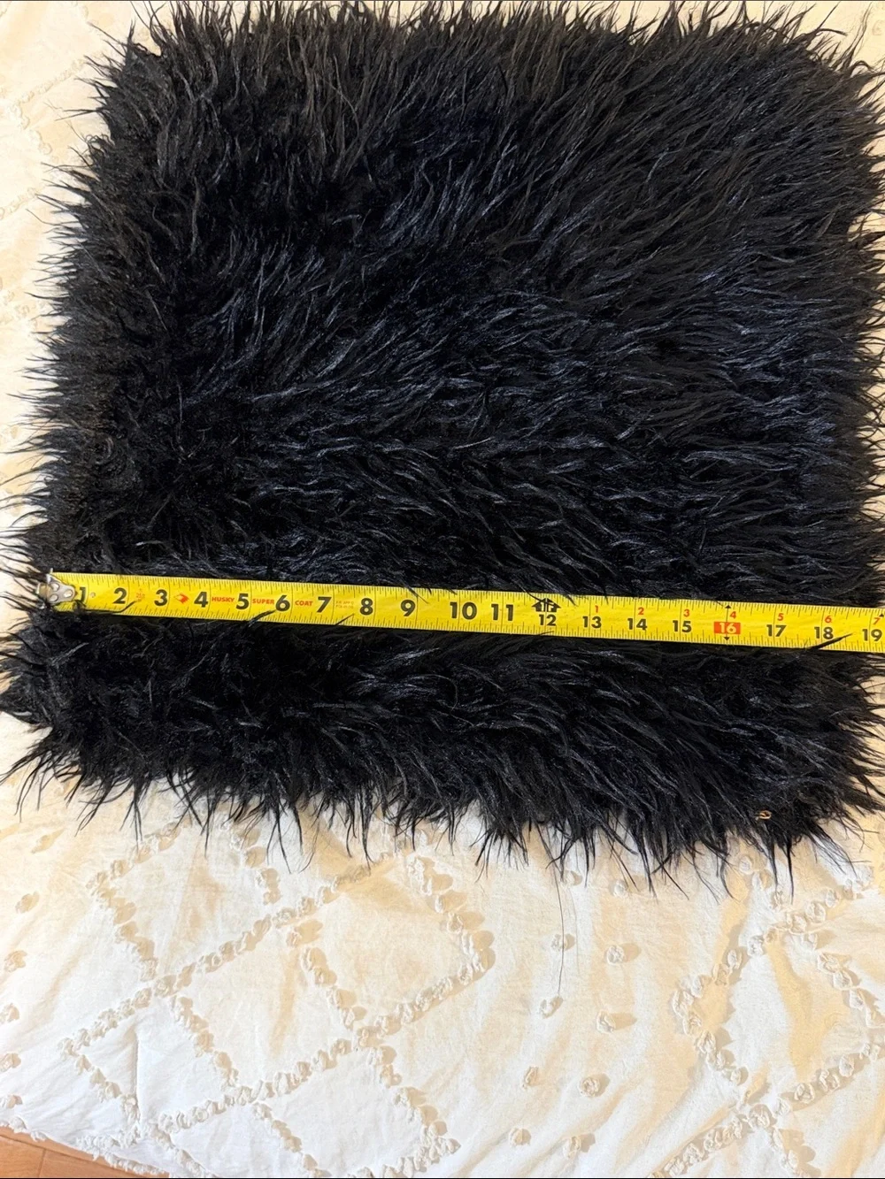 Black Faux Fur Decorative Throw Pillow Cover - Home Accents nwot